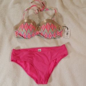 Combo brands hot pink women's Sz M/36C bikini NWT